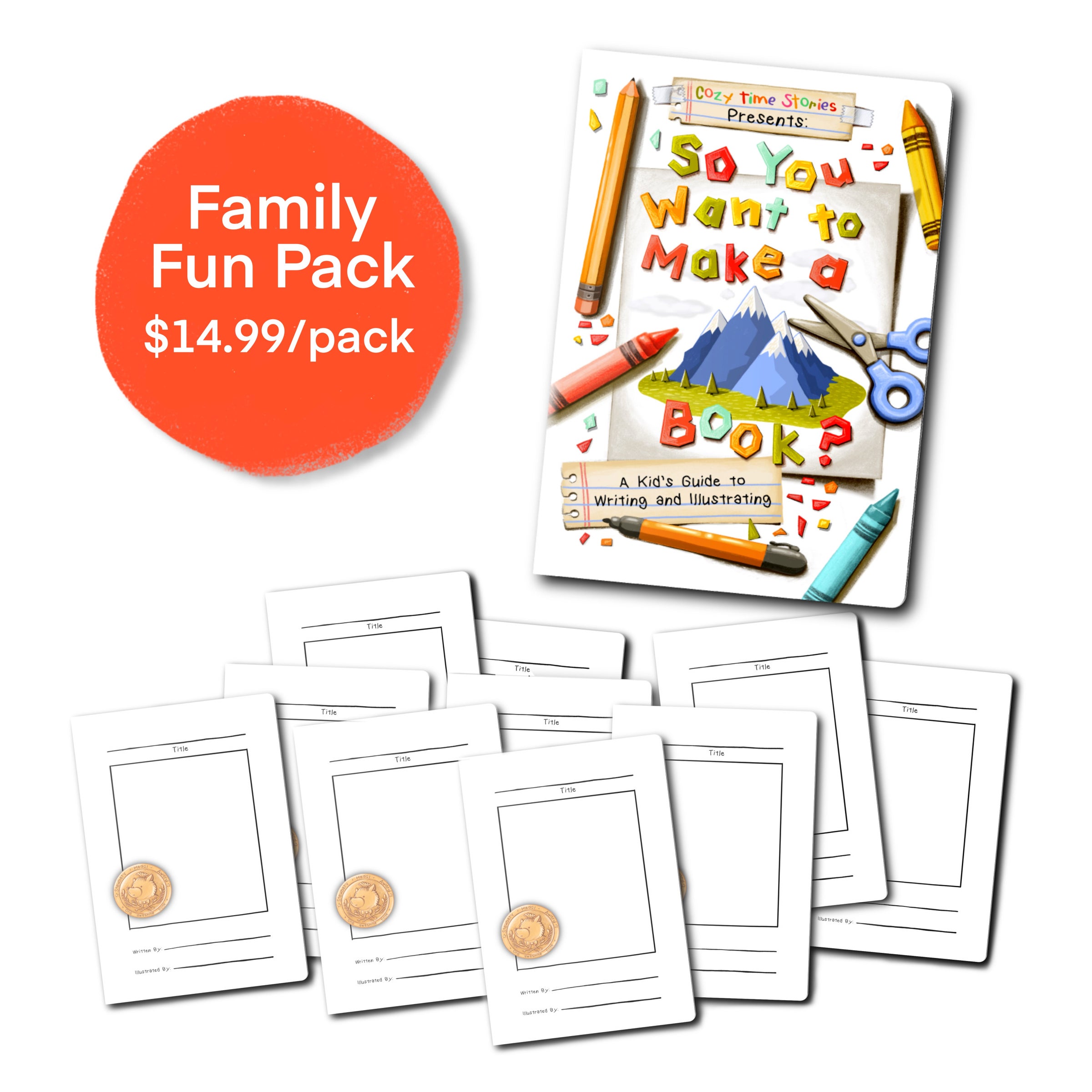Family Fun Pack- 1 Workbook and 10 Blank Books - $14.99 each